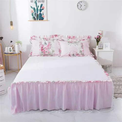 Vista 4 de FADFAY Juego de funda de edredón con estampado floral rosa rosa para niñas, 4 piezas, tamaño individual XL