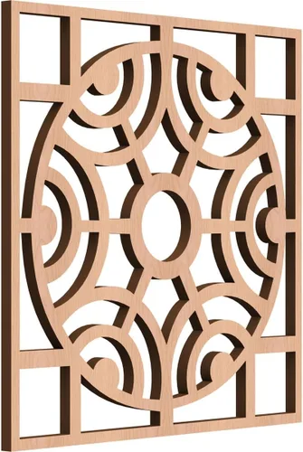 Vista 17 de 11 3/8"W x 11 3/8"H x 1/4"T Small Walton Decorative Fretwork Wood Wall Panels, Hickory