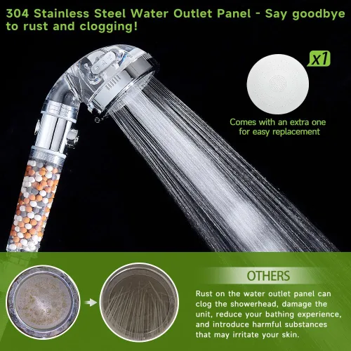 Vista 6 de Filtered Shower Head with Handheld - High Pressure ShowerHead with Filters for Hard Water - Chlorine Removal, Easy Instal, 4 Modes, Durable