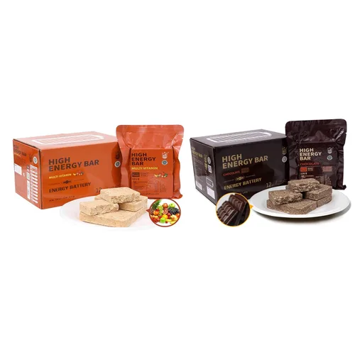 Barras de ración de alimentos de emergencia, sabor a chocolate/multivitaminas, suministro de pestañas de supervivencia para campamento al aire