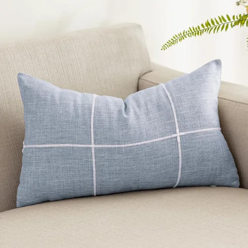 Vista 19 de vctops Funda de Almohada Decorativa de Algodón y Lino con Celosía Rústica Funda de Cojín Lumbar con Bordado Funda de Almohada para Sofá Dormitorio