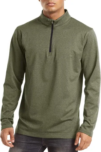 Vista 2 de MAGCOMSEN Camisas deportivas para correr para hombre, sudadera de manga larga con cremallera de 14