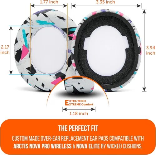 Vista 5 de WC PadZ Nova Pro Wireless & Nova Elite - Almohadillas de repuesto para Steelseries Arctis Nova Pro Wireless y Nova Elite, fabricadas por Wicked