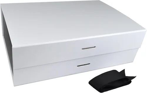 Vista 51 de PACK2PACK Caja de regalo plegable de lujo con cinta extraíble, caja plegable con cierre magnético, bodas, despedidas de soltera, regalos Negro/Blanco