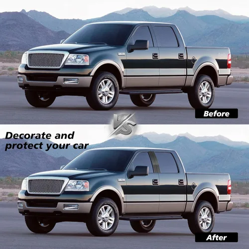 Vista 6 de BASIKER 4 calcomanías antiarañazos compatibles con Ford F150 2004-2014 para ventana de puerta, molduras de pilar de puerta