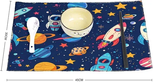 Vista 2 de Spaceship Astronaut Placemats Set of 6 Resistant Table Mats Washable Place Mats for Dinner Party Table Decoration