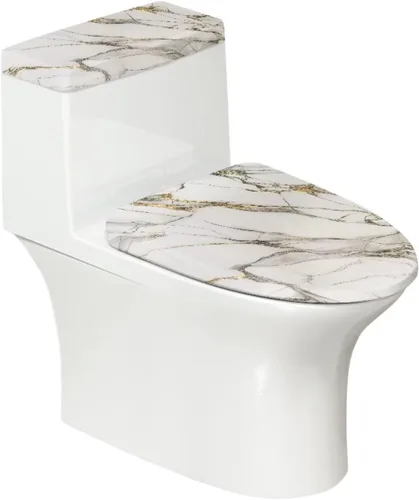 Vista 30 de Juego de 2 fundas de tapa de inodoro y cubierta de tanque de mármol, decoración blanca para decoración de baño, lavable a máquina, fácil de limpiar