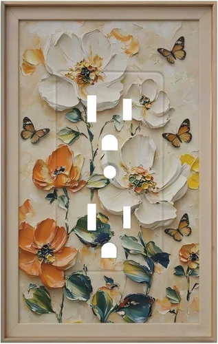 Vista 69 de Cubiertas decorativas para interruptor de luz de arte BOHO, figura abstracta de 1 gang, salida basculante, placa frontal decorativa del interruptor
