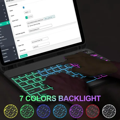 Vista 6 de Funda con teclado para Samsung Galaxy Tab A7 de 10.4 pulgadas 2020 (SM-T500/T505/T507), cubierta de teclado Bluetooth desmontable