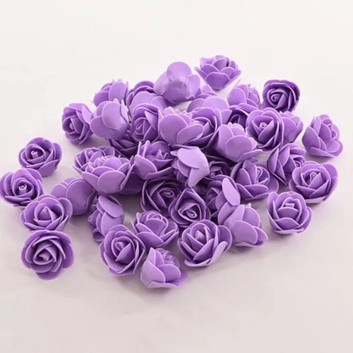 Vista 10 de Mini rosas artificiales, 100 unidades de 1.4 in, cabeza de rosa de espuma roja para manualidades, accesorios para manualidades, hogar, fiesta Azul