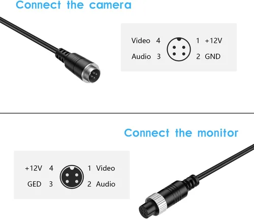 Vista 4 de EKYLIN - Cable de extensión de vídeo para coche, 4 pines, resistente al agua, a prueba de golpes, para cámara de visión trasera CCTV, camión
