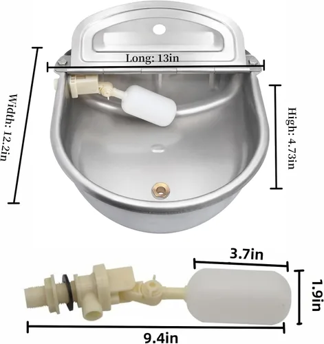 Vista 8 de Dispensador automático de agua para perros con sistema de drenaje, cuenco de agua automático para perros con válvula de flotador, canal de riego