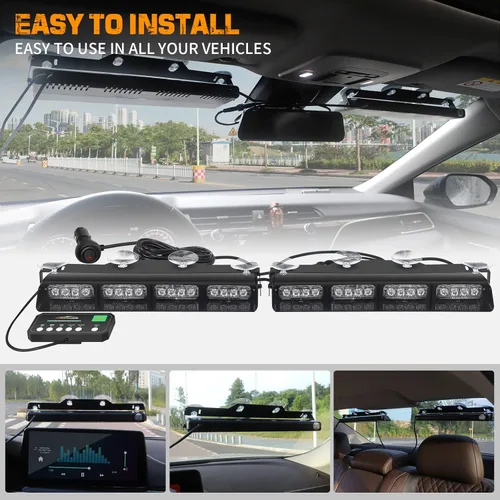 Vista 9 de XRIDONSEN Luces estroboscópicas de emergencia de color blanco ámbar y 104 luces LED estroboscópicas de 37 pulgadas para techo de techo, luces