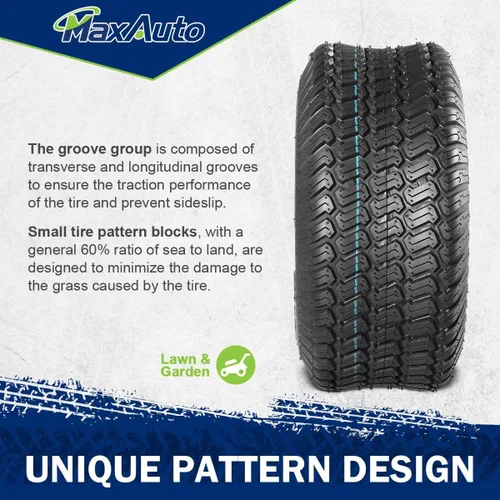 Vista 4 de MaxAuto 2 piezas 15x6.00-6 neumáticos delanteros para cortacésped de jardín, tractor de montar, 4PR sin cámara 15-6.00-6 neumáticos cortacésped