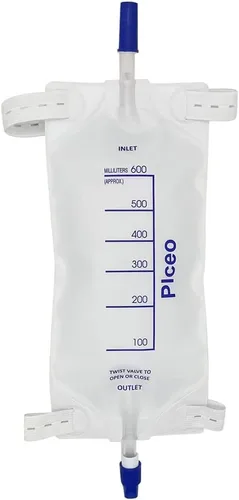 Vista 7 de Bolsa Easy-Tap para pierna de drenaje urinario, 1000ml, válvula anti reflujo, correas de tela, drenaje fácil de voltear (paquete de 3) (500ml)