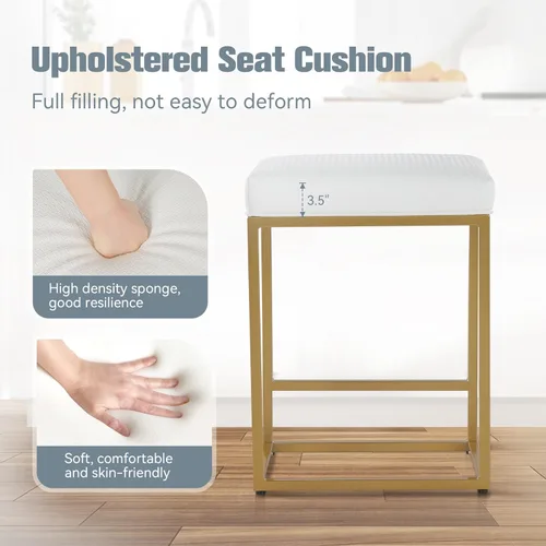 Vista 30 de Juego de 2 taburetes de bar negros para encimera de cocina, taburetes de bar modernos sin espalda de 24 pulgadas, taburetes de bar industriales