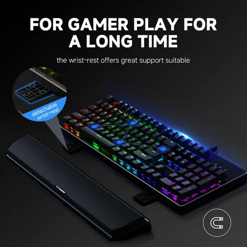 Vista 7 de GTRACING Mechanical Gaming Keyboard Typewriter with Wrist Rest, RGB Lighting, Tactile Mechanical Switches, Programmable Macro Keys for Laptop MAC PC