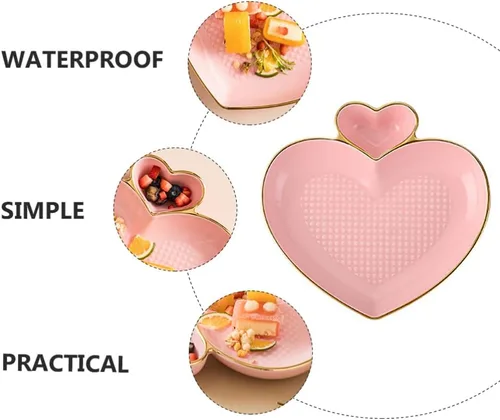 Vista 9 de Sashimi Platos de cerámica en forma de corazón Plato de vajilla Plato de ensalada de postre Bandeja para servir desayuno Platos de porcelana Platos