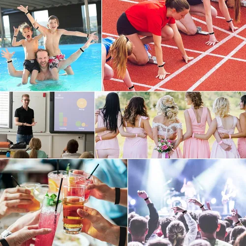 Vista 4 de 1200 piezas de pulseras de papel de plástico para eventos, pulseras de color neón para conciertos, pulseras de identificación, pulseras de papel