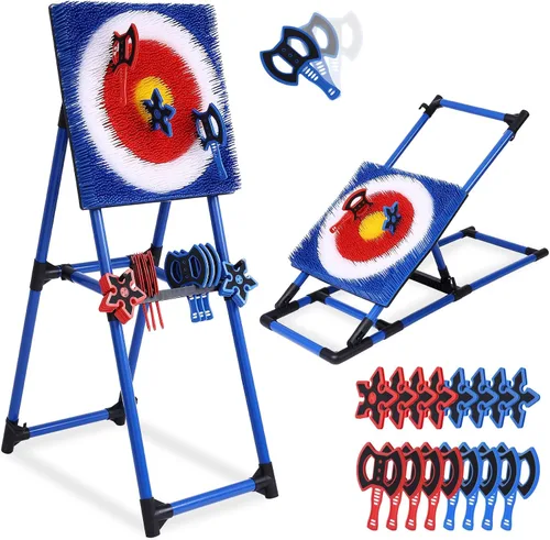 Juego de Lanzamiento de Hacha para Patio Trasero - Set de 8 Hachas de Lanzamiento - Juego de Diana de Hacha de Plástico Plegable de Lujo para