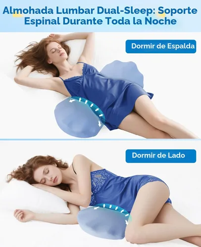 Vista 8 de Almohada de apoyo lumbar para dormir – Almohada de espuma viscoelástica para la parte inferior de la espalda para la cama para aliviar el dolor