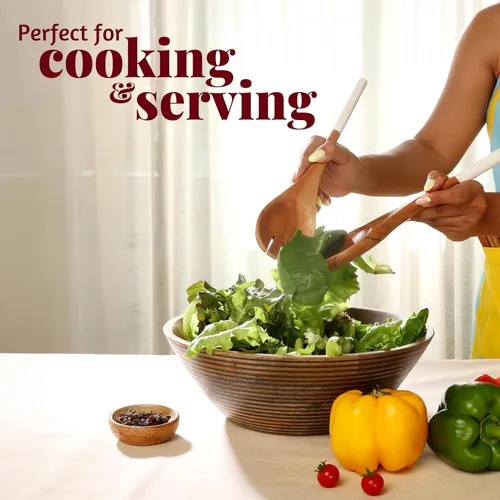 Vista 7 de Folkulture Cucharas de madera para cocinar, juego de 5 utensilios de madera para cocinar, utensilios de cocina de madera antiadherentes, utensilios