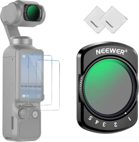 Filtro ND variable de NEEWER Compatible con DJI Osmo Pocket 3 Creator Combo Accesorios, Filtro de densidad neutra ajustable magnético ND2-32 para