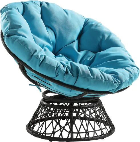 Vista 20 de OSP Home Furnishings – Silla Papasan de mimbre con giro de 360 grados, marco marrón con cojín marrón