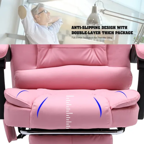 Vista 8 de Silla de oficina de masaje, silla ejecutiva ergonómica para computadora con reposapiés, silla de oficina ejecutiva de piel sintética con reposabrazo