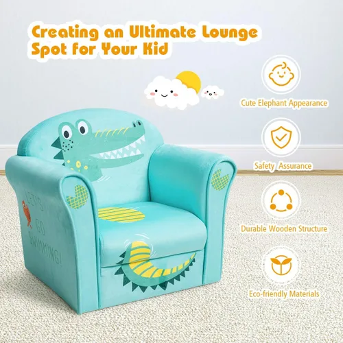 Vista 9 de Costzon Sofá para Niños, Silla de Reposabrazos para Niños con Patrón, Muebles para Niños Pequeños con Construcción de Madera Resistente, Preescolar