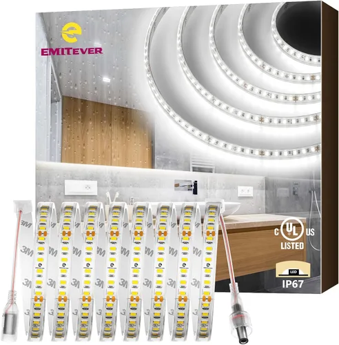 Vista 9 de EMITEVER Tira de luces LED para exteriores, impermeable, 16.4 pies, 2700 K, blanco cálido, 24 V, cinta LED de silicona regulable, iluminación IP67