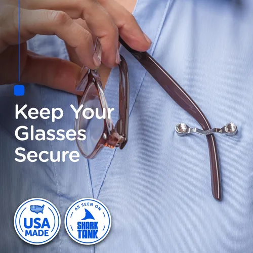 Vista 2 de Readerest Soporte magnético para lentes – 2 estilos de pin magnético (negro con cristales y plata con cristales) – Soporte magnético para lentes