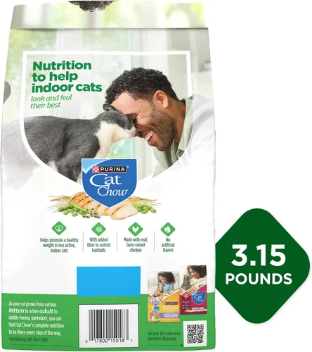 Vista 23 de Purina Cat Chow Comida seca para gatos de interior con peso saludable y control de bolas de pelo con pollo - (Paquete de 4) Bolsas de 3.15 lb