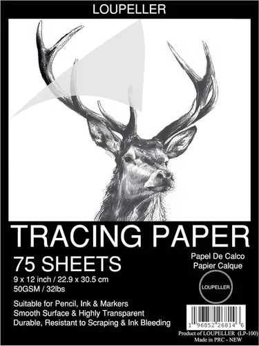 Vista 9 de LOUPELLER Papel de rastreo para dibujar de 8.5 x 11 pulgadas, 75 hojas de 32 libras, bloc de papel de calco altamente transparente, sin arrugas