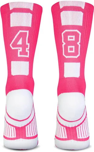 Vista 29 de ChalkTalkSPORTS Calcetines de equipo personalizados - Calcetines con números rosados Elige tu número
