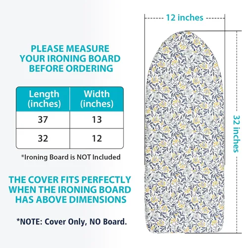 Vista 6 de Seiritex Funda para tabla de planchar de sobremesa de 12 x 32 pulgadas, funda para tabla de planchar pequeña de 3 capas, acolchado grueso Flora