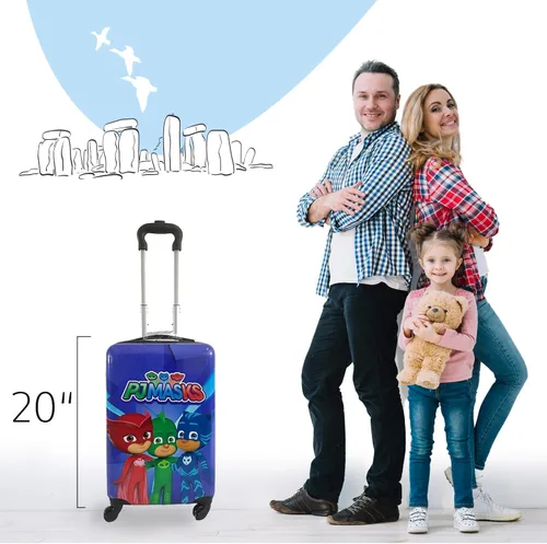 Vista 5 de Fast Forward Equipaje de 20 Pulgadas para Niños - Trolley de Viaje de Lado Duro para Preadolescentes, maleta para niñas con ruedas, Máscaras Pj