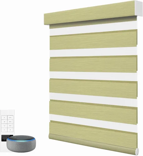 Vista 17 de ACMEART Persianas motorizadas de cebra con control remoto, persianas automáticas de doble capa, persianas eléctricas de filtrado de luz