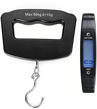 Vista 2 de Meichoon Báscula digital de equipaje de 110 libras110.2 lbs, mini báscula electrónica portátil con gancho de pesca, función de tara, pantalla LCD