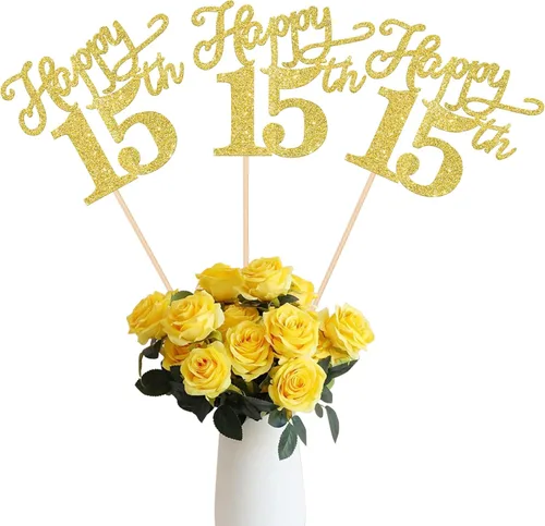 Vista 29 de Rsstarxi Paquete de 12 palitos de centro de mesa de cumpleaños número 50 para decoración de mesa de cumpleaños 50 para hombre, decoración de mesa