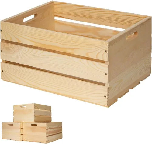 1 Pieza Caja Grande de Madera de Pino Para Almacenamiento, Cajas de Madera Natural Sin Terminar, 17" x 13" x 8.9"