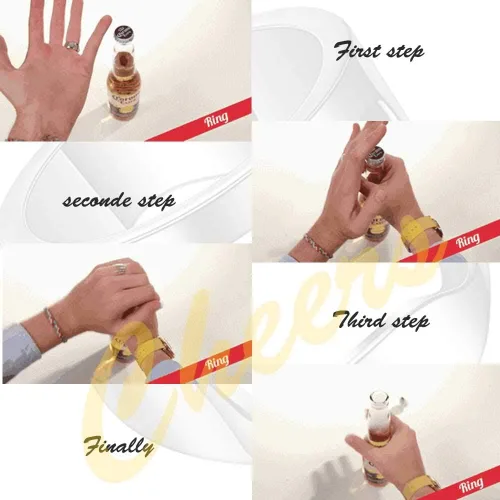 Vista 6 de VQYSKO Anillo abridor de botellas, herramienta de barra de cerveza, creativa, versátil, de acero inoxidable, anillo de fiesta, tamaño 6 a 12