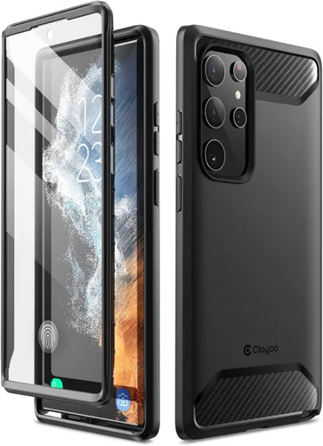 Clayco Xenon Series - Funda para Samsung Galaxy S22 Ultra (6.8 pulgadas) 5G 360 grados, funda protectora robusta con protector de pantalla Negro