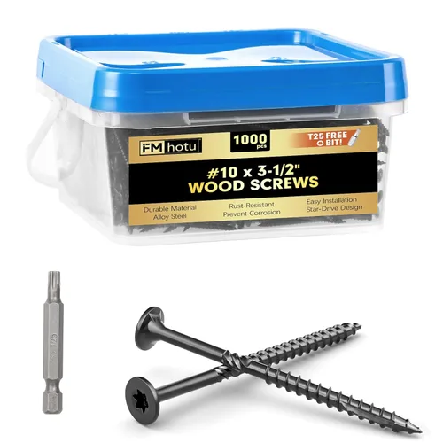 Vista 38 de #10 x 2-1/2" Tornillos para Terraza, 108 Piezas Tornillos para Madera con Cabeza Estrella, Tornillos para Madera Resistentes al Óxido para Negro