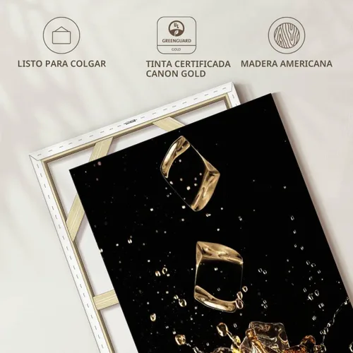 Vista 7 de ElephantStock - Arte de pared con salpicaduras de hielo de whisky - Lienzo enmarcado flotante vertical - Decoración de pared de comedor - Arte