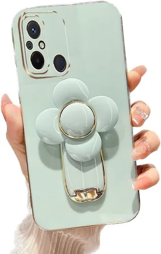 Vista 45 de Miagon - Funda con soporte para Xiaomi Redmi A1, galvanizado suave TPU protector delgado a prueba de golpes con molinete giratorio soporte de flores