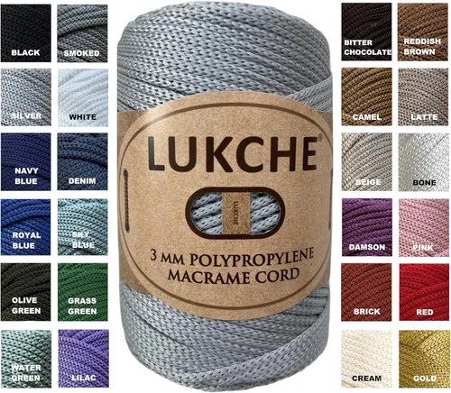 Vista 33 de Cuerda de macramé premium de poliéster de 3 mm, 147 yardas, 8.82 oz, 100% cuerda de macramé de polipropileno, hilo de color para crochet