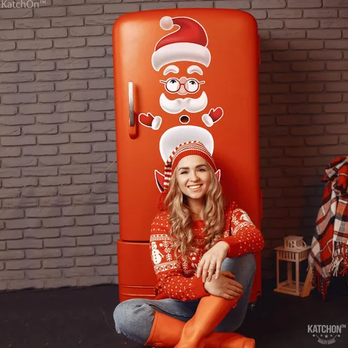Vista 6 de KatchOn Imanes de refrigerador de Papá Noel, grandes, 36 pulgadas, imanes de Navidad para nevera, decoración de puerta de refrigerador y garaje
