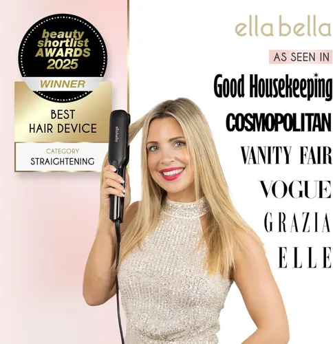 Vista 8 de ELLA BELLA® Plancha plana de titanio para alisar el cabello (con infrarrojos) • Alisador de pelo profesional • Pantalla digital para controlar
