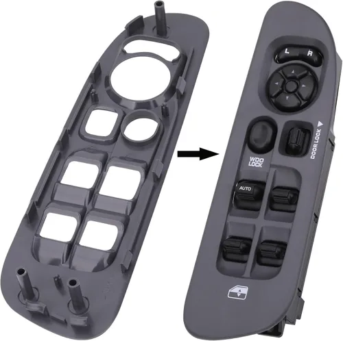 Vista 6 de Obaee Panel de control de ventana de puerta del conductor y del pasajero, bisel compatible con Dodge Ram 1500 2500 3500 2002-2009 borde del botón